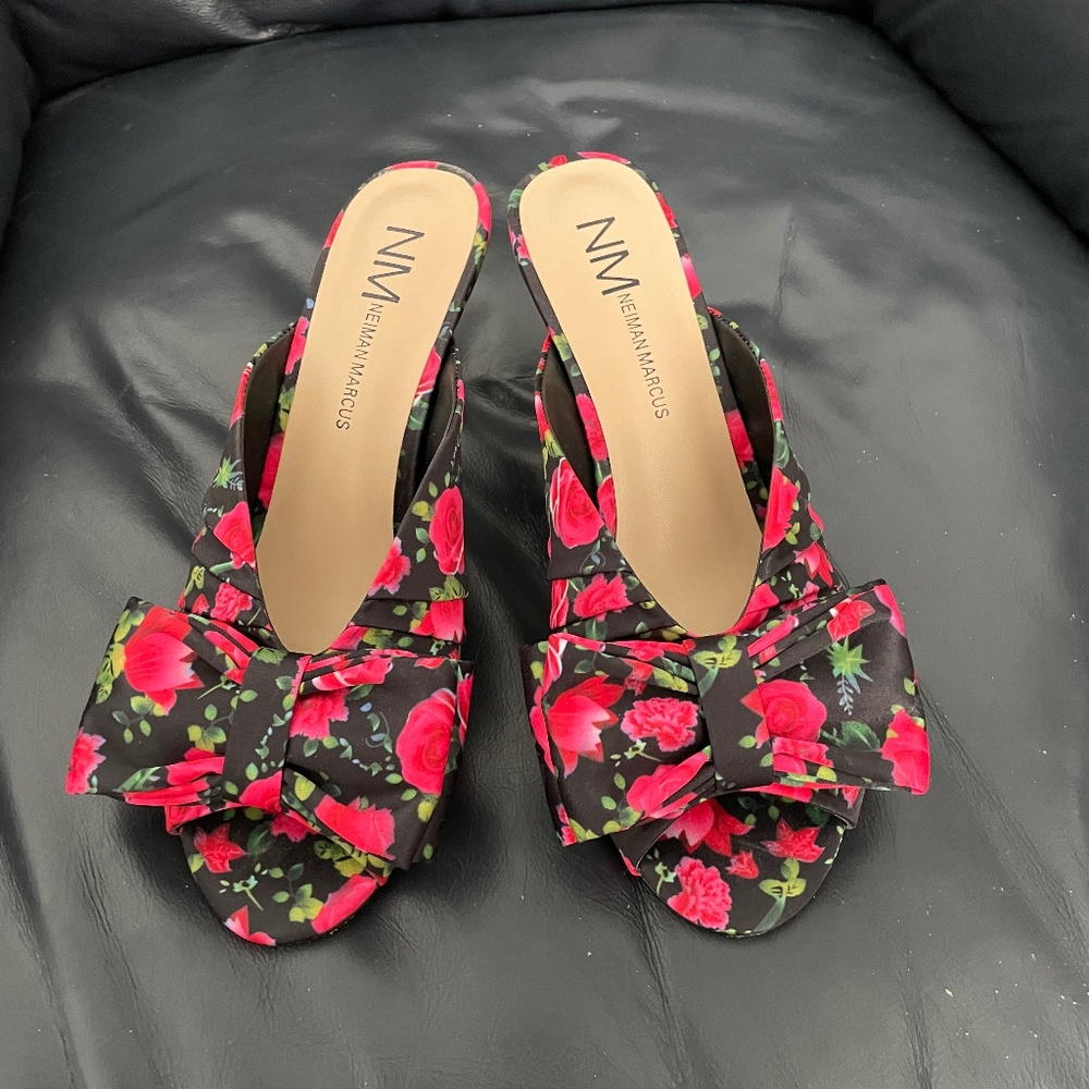 Satin sling back shoes